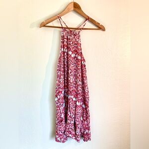 Free People pink aztec print drop waist Mini dress With Pockets (S)